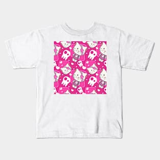 Cute Cat Seamless Patterns Kids T-Shirt